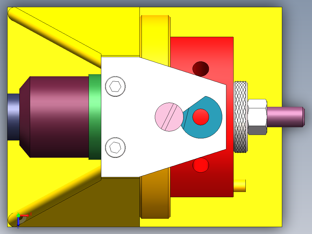 KCSJ-07扇形板回转分度钻床夹具三维SW模型俯视图