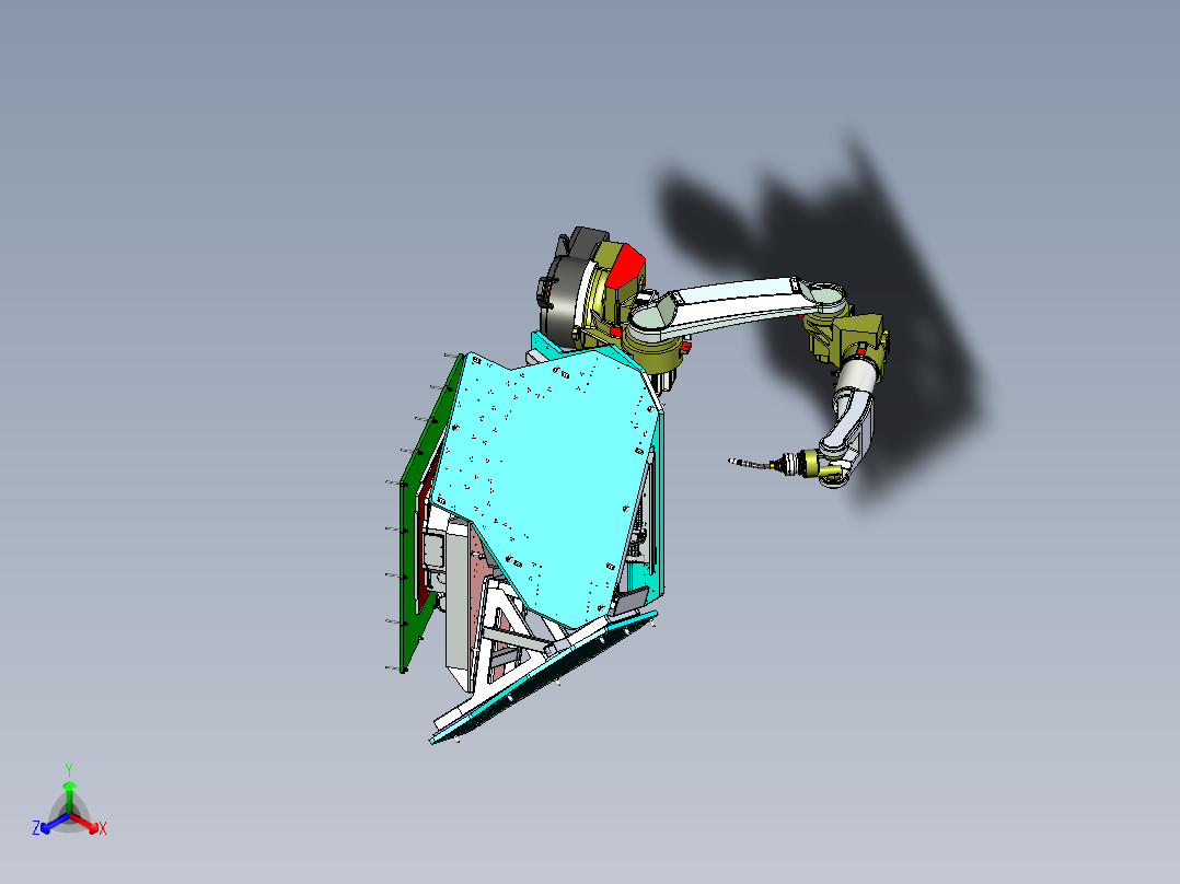 三工位转盘变化机机器人工作站正等轴测图