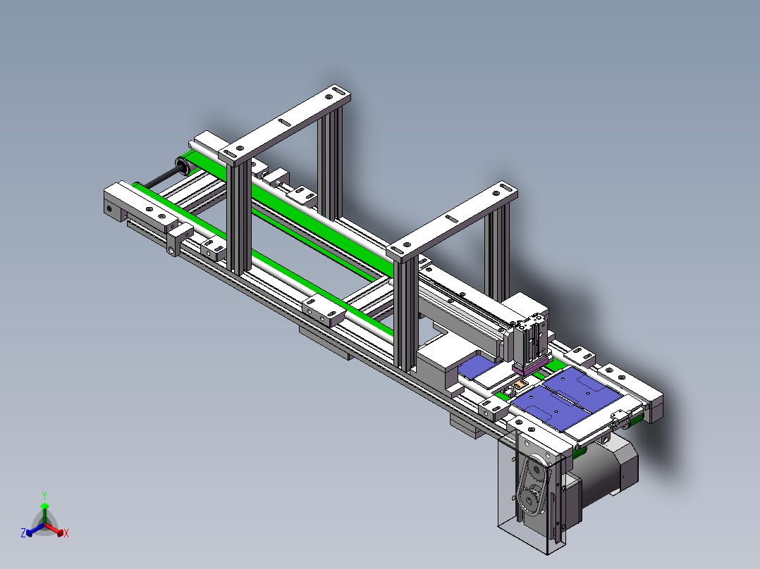 1米0.13米皮带输送机构正等轴测图