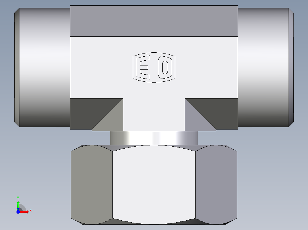 卡套式工业通用硬管接头EO_Standpipe_branch_tee_EVT22LOMD71前视图