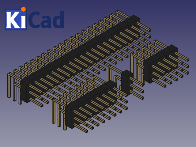 2个54毫米引脚接头三排直角，适用于kicad 119