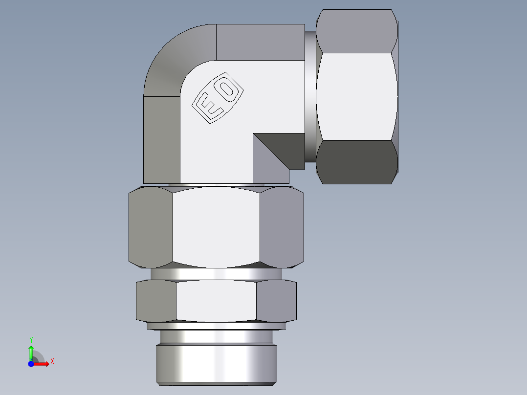 卡套式工业通用硬管接头EO_Assembled_adjustable_standpipe_elbow_EVW38SR71前视图