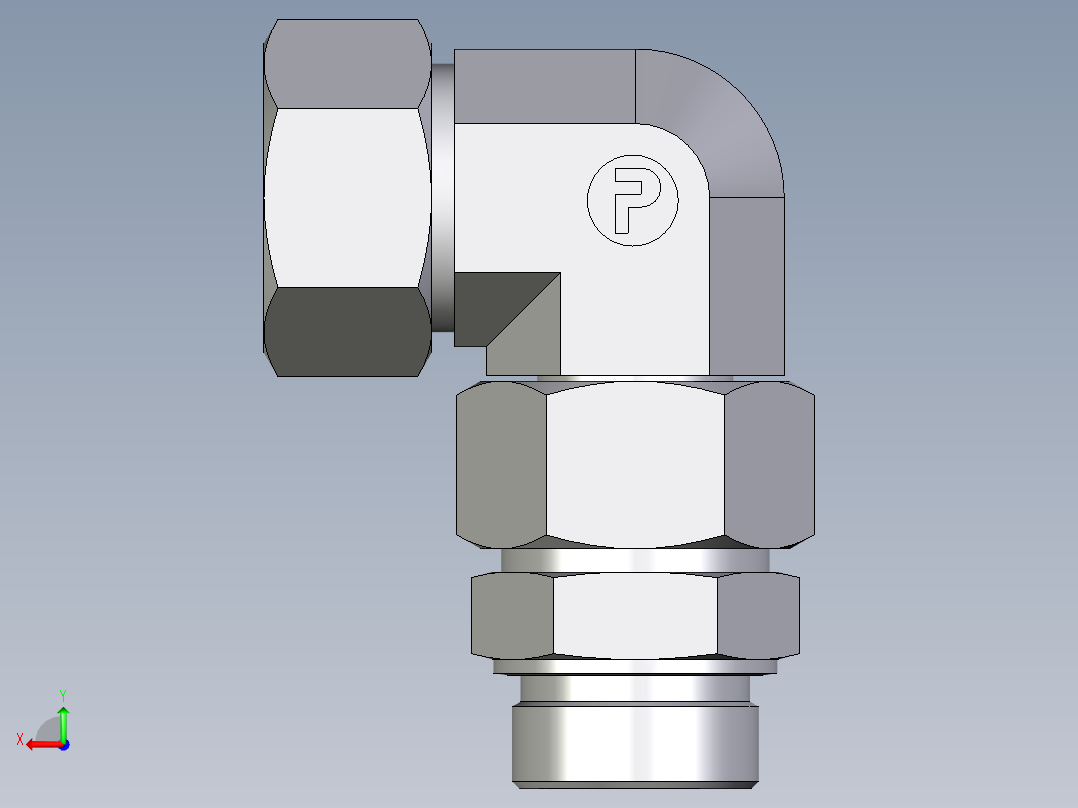 卡套式工业通用硬管接头EO_Assembled_adjustable_standpipe_elbow_EVW38SR71后视图