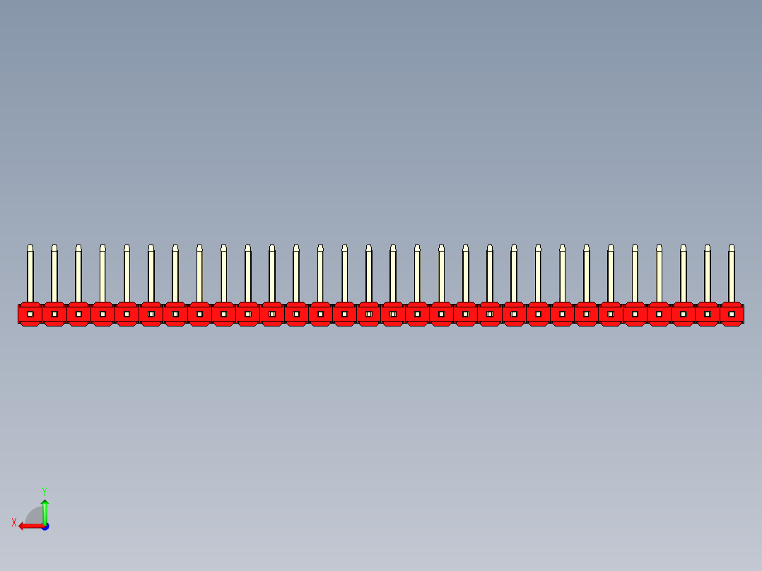 彩色公排针 100mil 2.54mm 系列-DS1022_red_30p_100mil_TypeU_rev1.0后视图