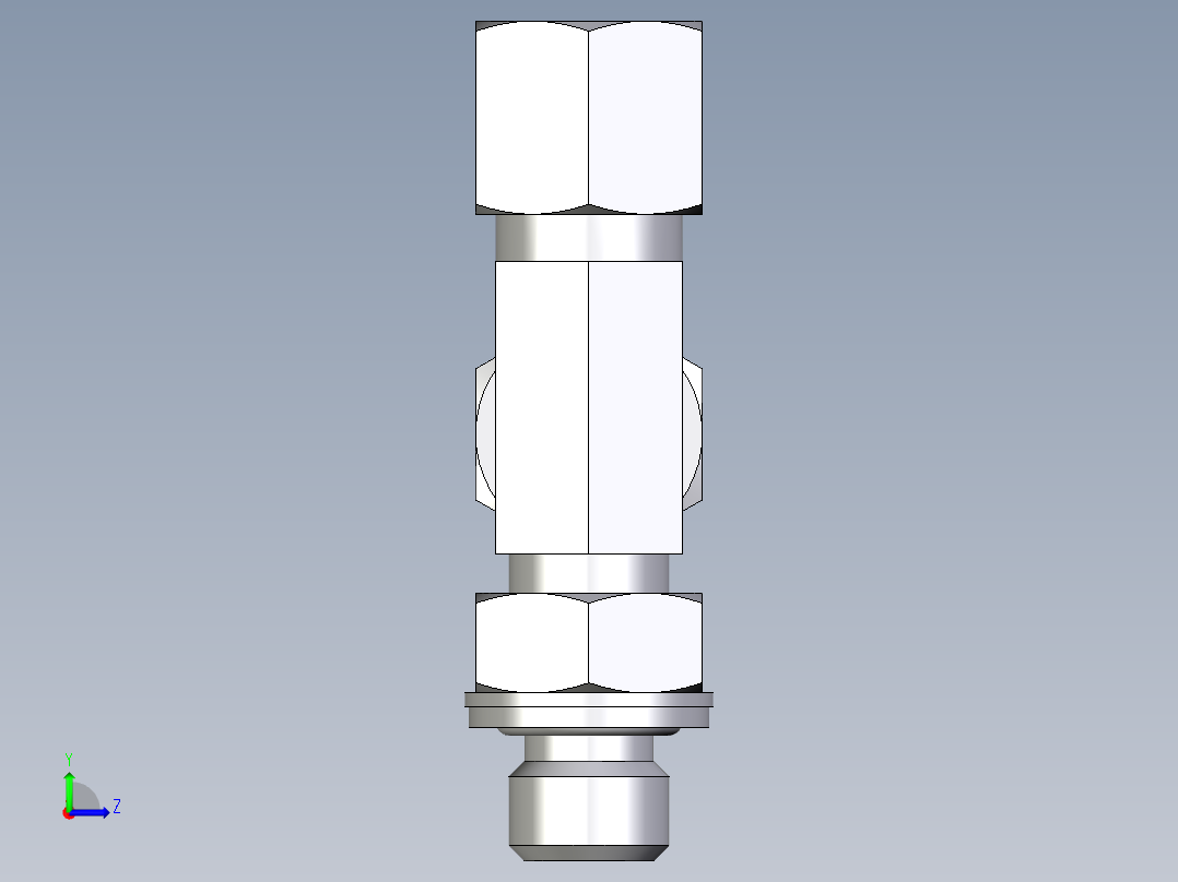 卡套式工业通用硬管接头EO_Adjustable_locknut_run_tee_LEE08ZLMCF左视图