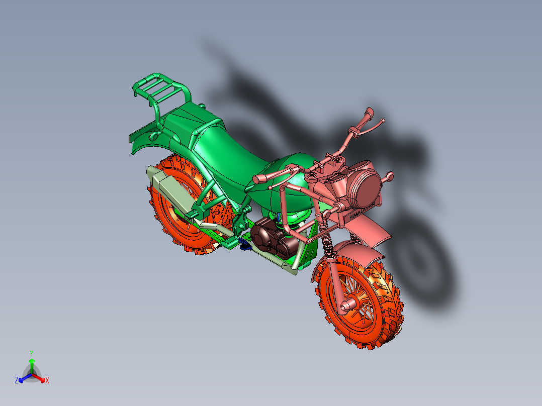 喜马拉雅探险摩托正等轴测图