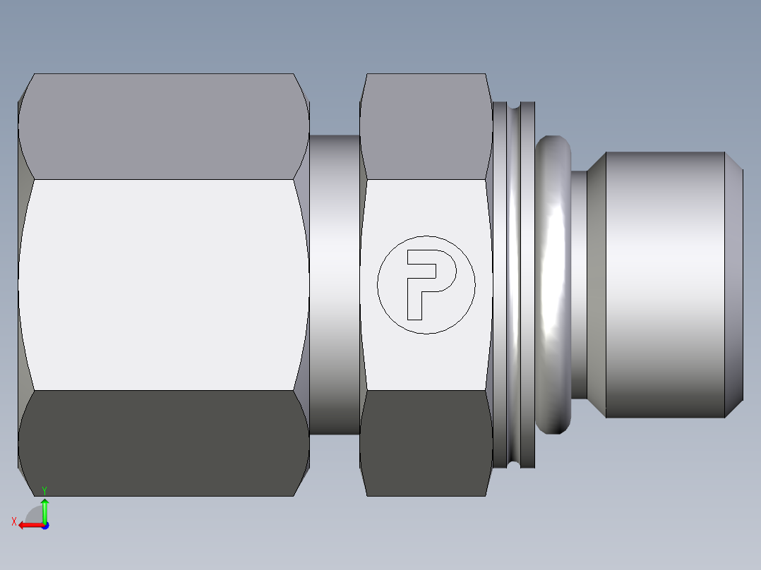 卡套式工业通用硬管接头EO_Male_Stud_connector_GEO10ZSMCF后视图