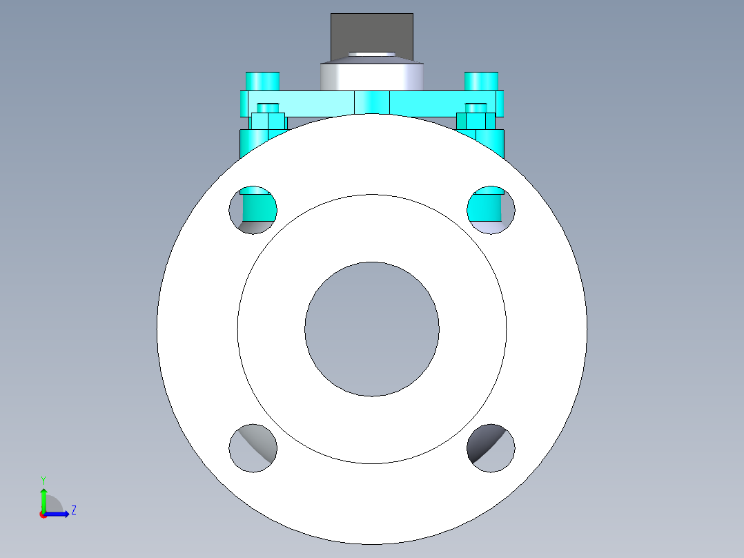 管道手动球阀-水管开关阀-手动阀门法兰连接球阀[50]左视图