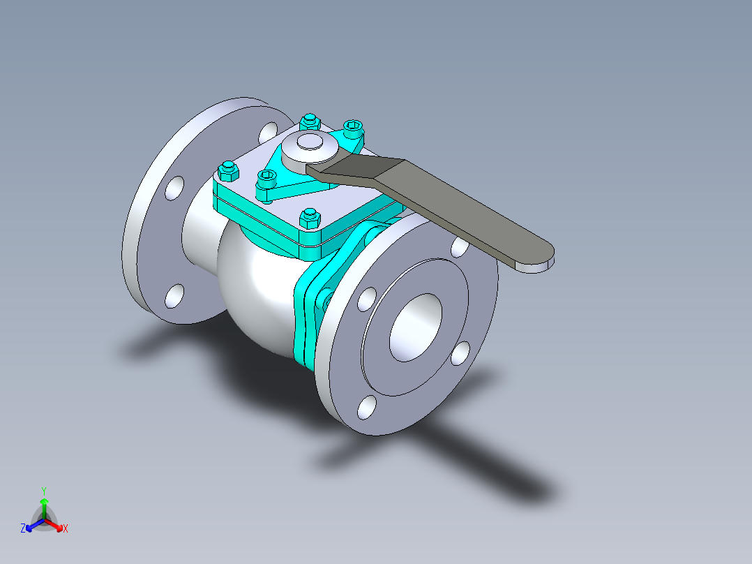 管道手动球阀-水管开关阀-手动阀门法兰连接球阀[50]正等轴测图