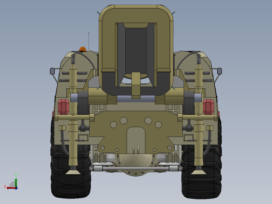 B导Dan运载车模型简易3D数模图纸 Solidworks设计后视图