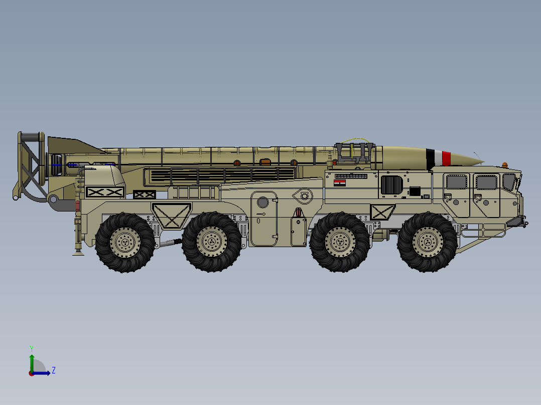 B导Dan运载车模型简易3D数模图纸 Solidworks设计左视图