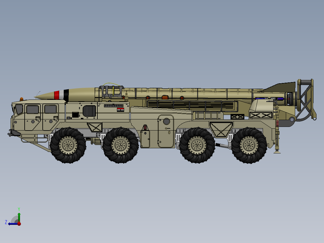 B导Dan运载车模型简易3D数模图纸 Solidworks设计右视图