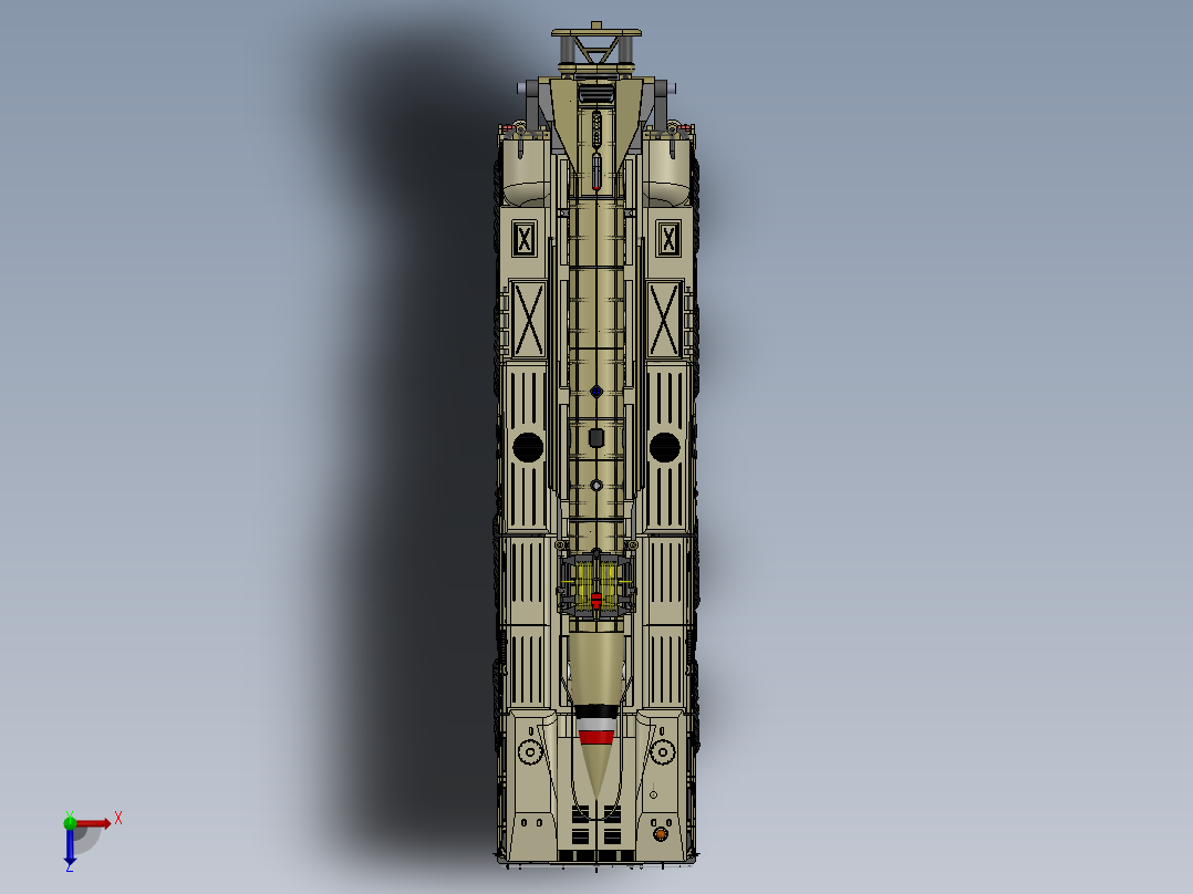 B导Dan运载车模型简易3D数模图纸 Solidworks设计俯视图