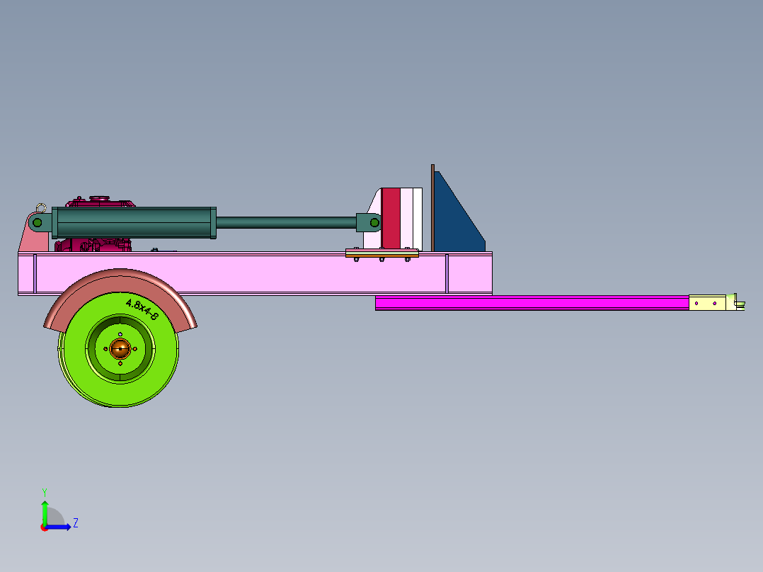 移动式木墩木材劈柴机左视图