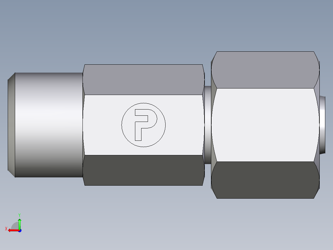 卡套式工业通用硬管接头EO_Distance_piece_adapter_DA08LOMD71后视图