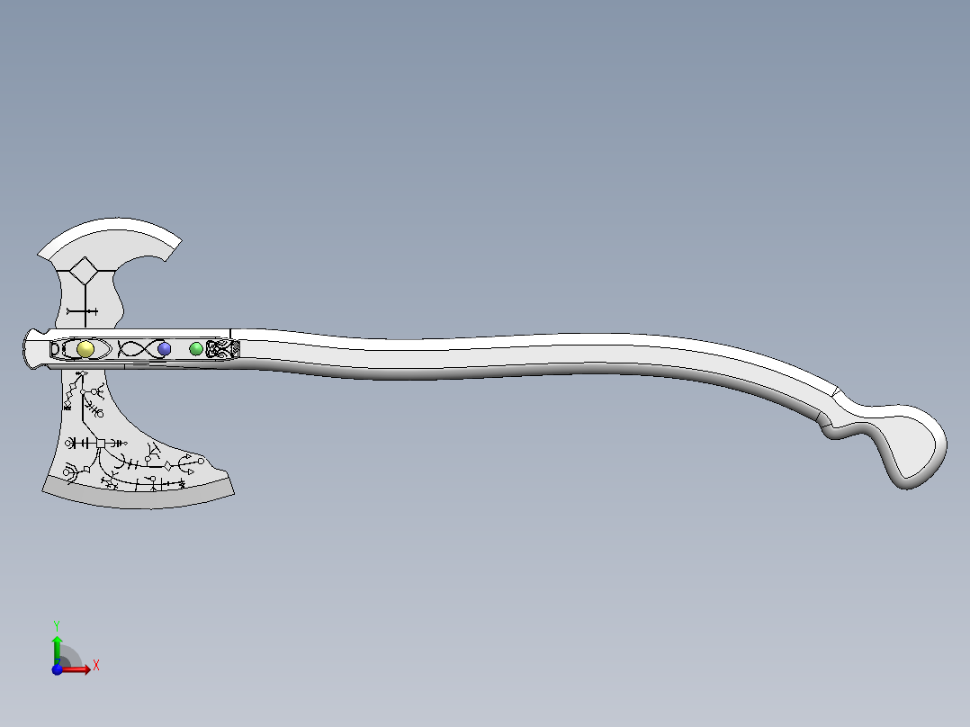 游戏战斧斧头模型前视图