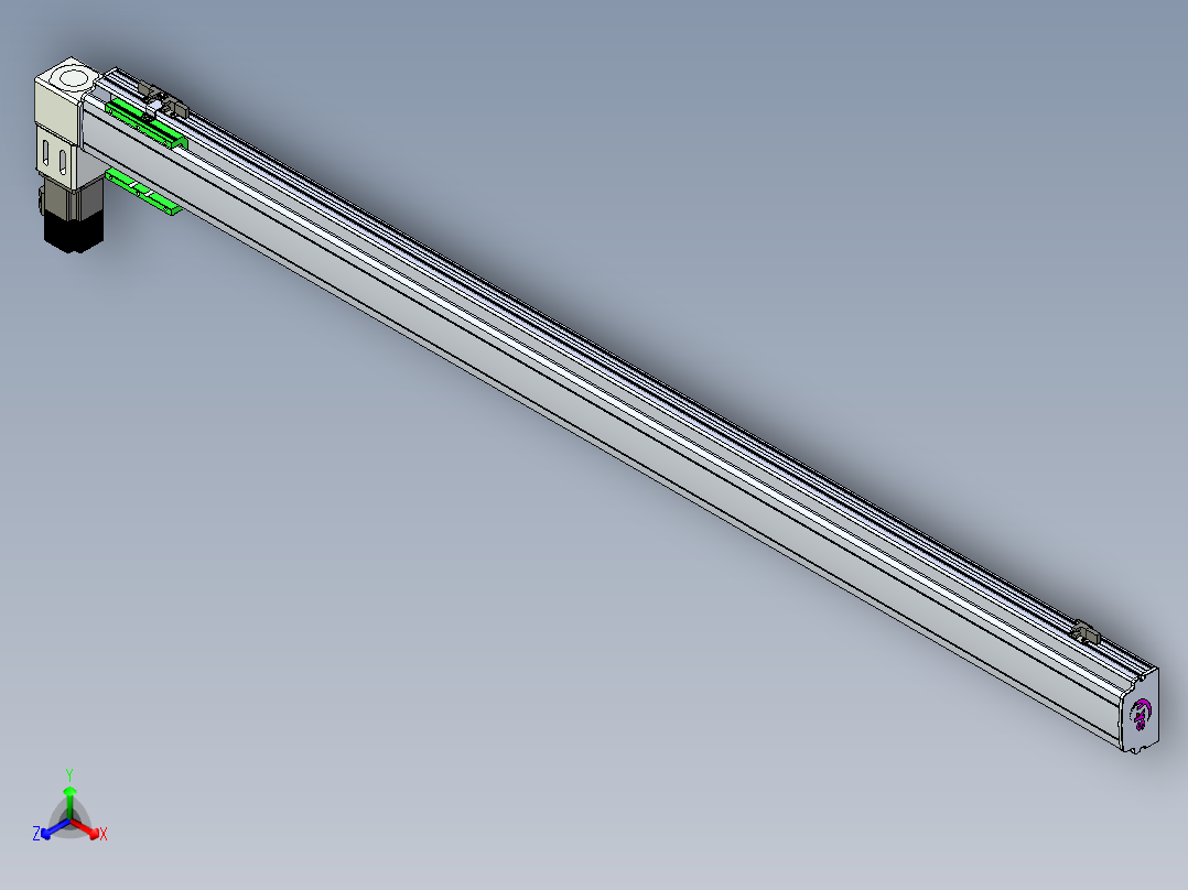 同步带滑台-半封闭B10-L90-S1500-L-P40-D3正等轴测图