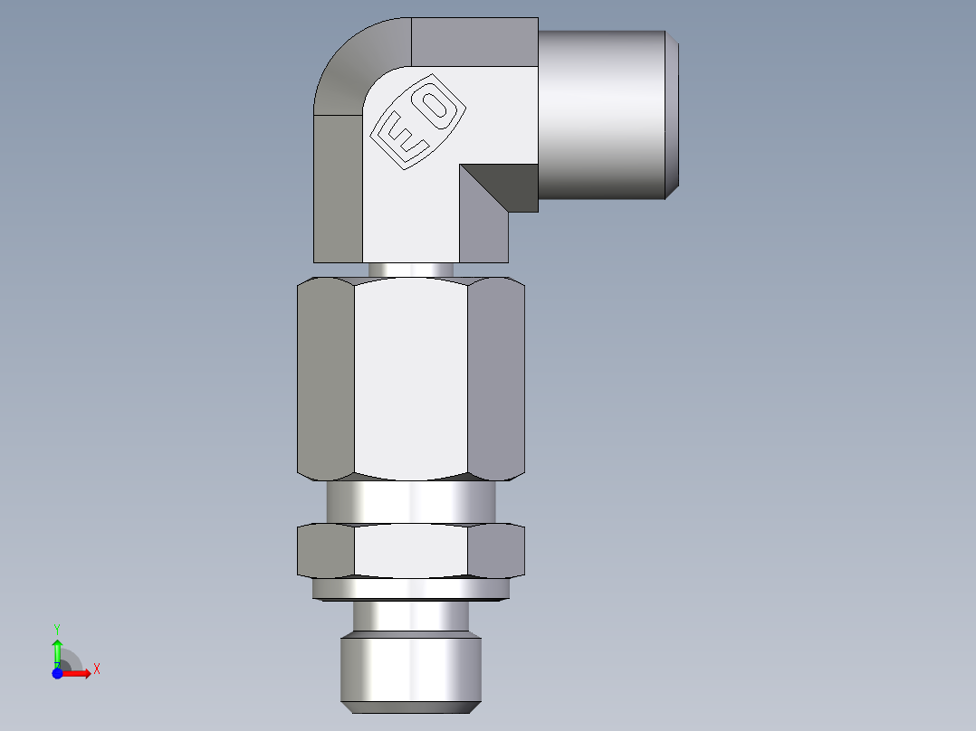 卡套式工业通用硬管接头EO_Assembled_adjustable_standpipe_elbow_EVW06LMOMD71前视图