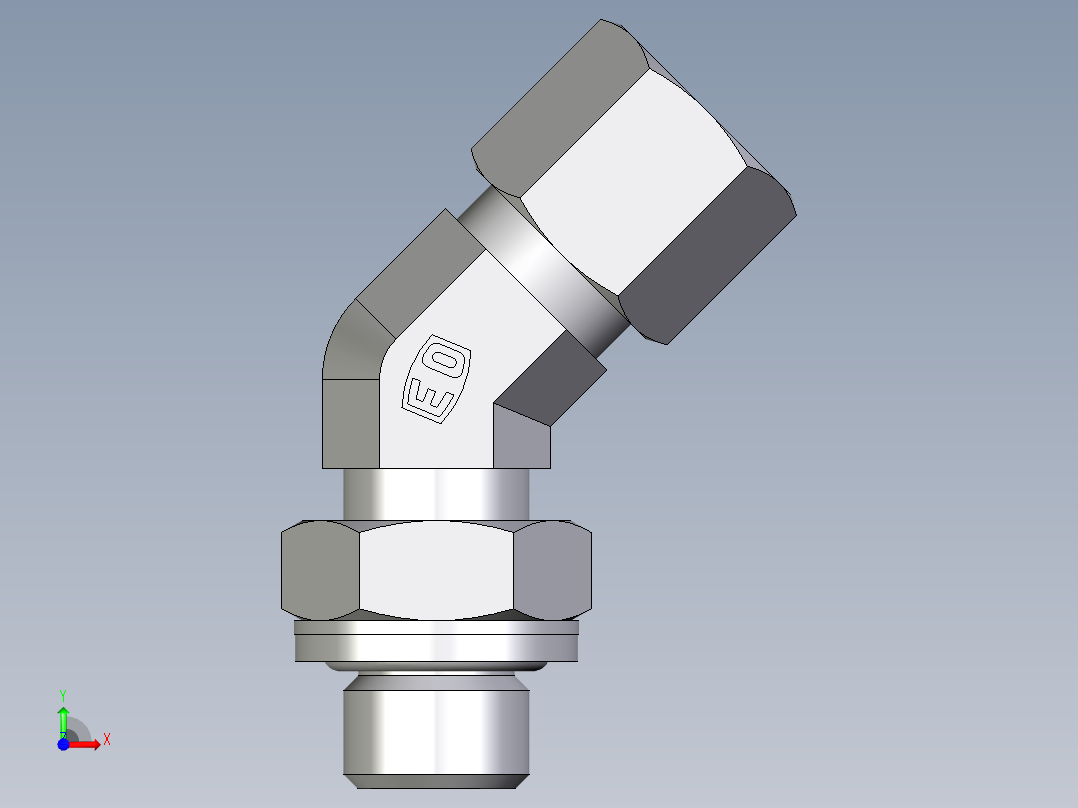 卡套式工业通用硬管接头EO_Adjustable_locknut_45_deg_elbow_VEE08LRCF前视图