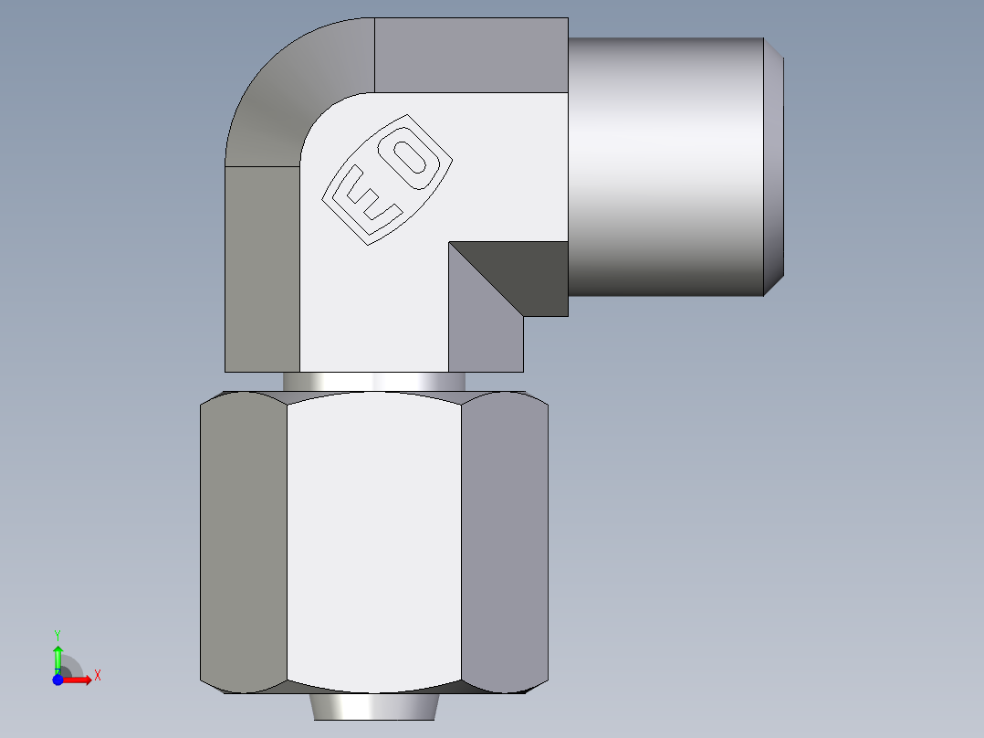 卡套式工业通用硬管接头EO_Swivel_nut_elbow_EW06LOMDCF前视图