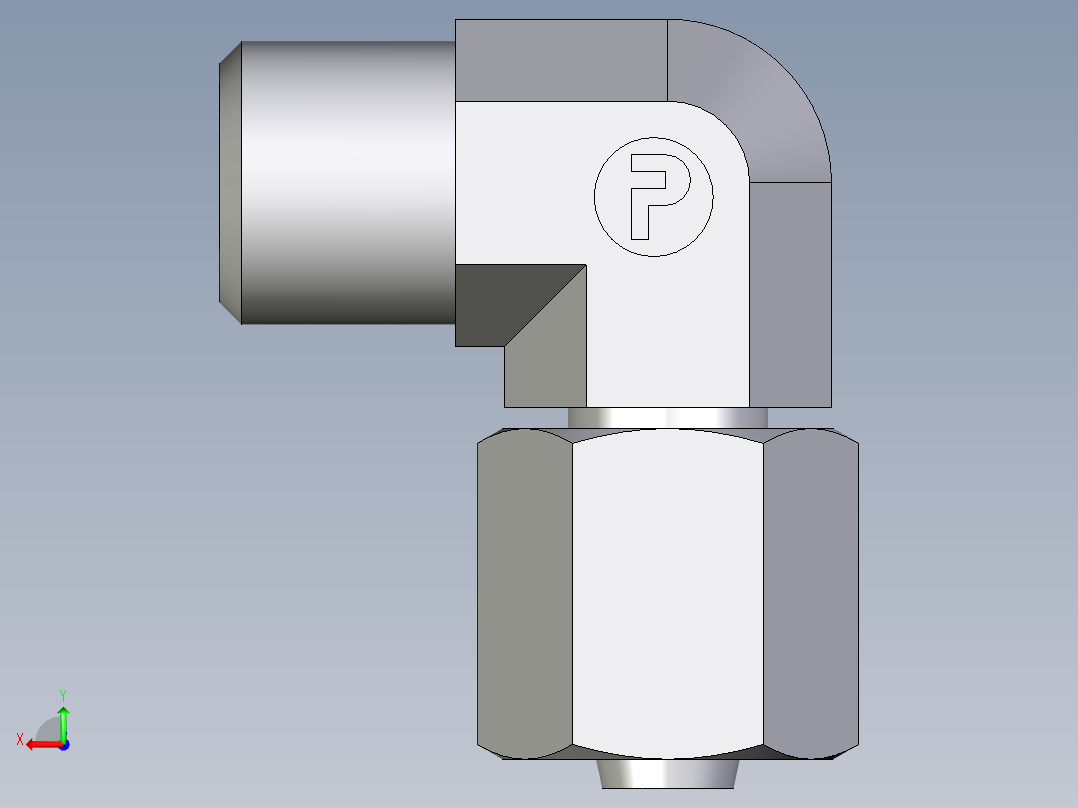 卡套式工业通用硬管接头EO_Swivel_nut_elbow_EW06LOMDCF后视图