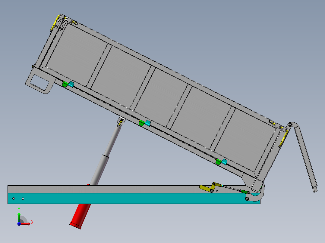 升降平台自卸车厢总成前视图