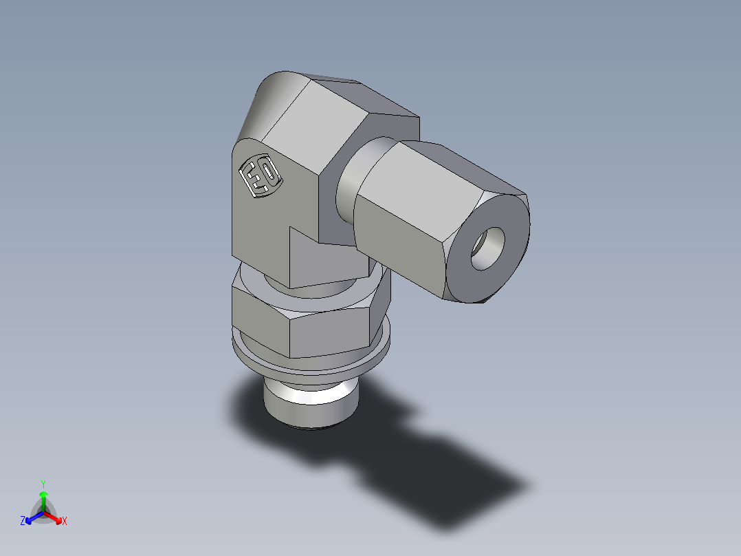 卡套式工业通用硬管接头EO_Adjustable_Locknut_elbow_WEE04ZLLMORCF主视图