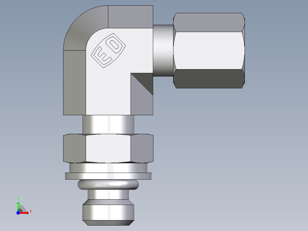 卡套式工业通用硬管接头EO_Adjustable_Locknut_elbow_WEE04ZLLMORCF前视图