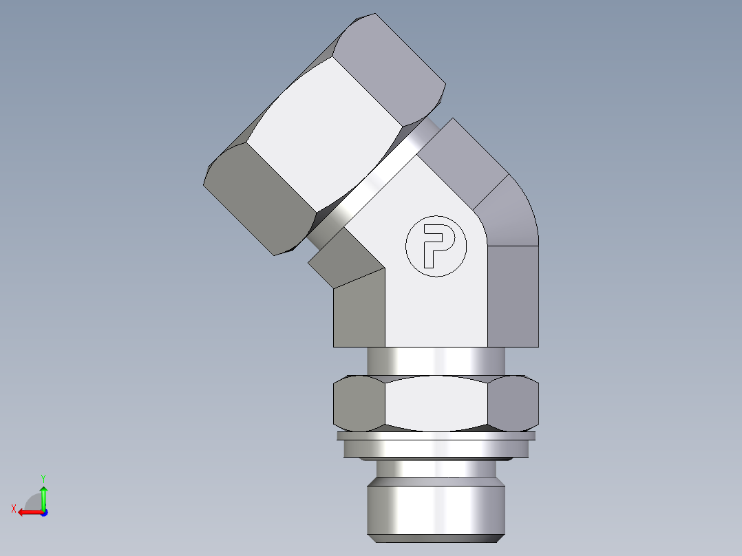 卡套式工业通用硬管接头EO_Adjustable_locknut_45_deg_elbow_VEE18ZLRCF后视图