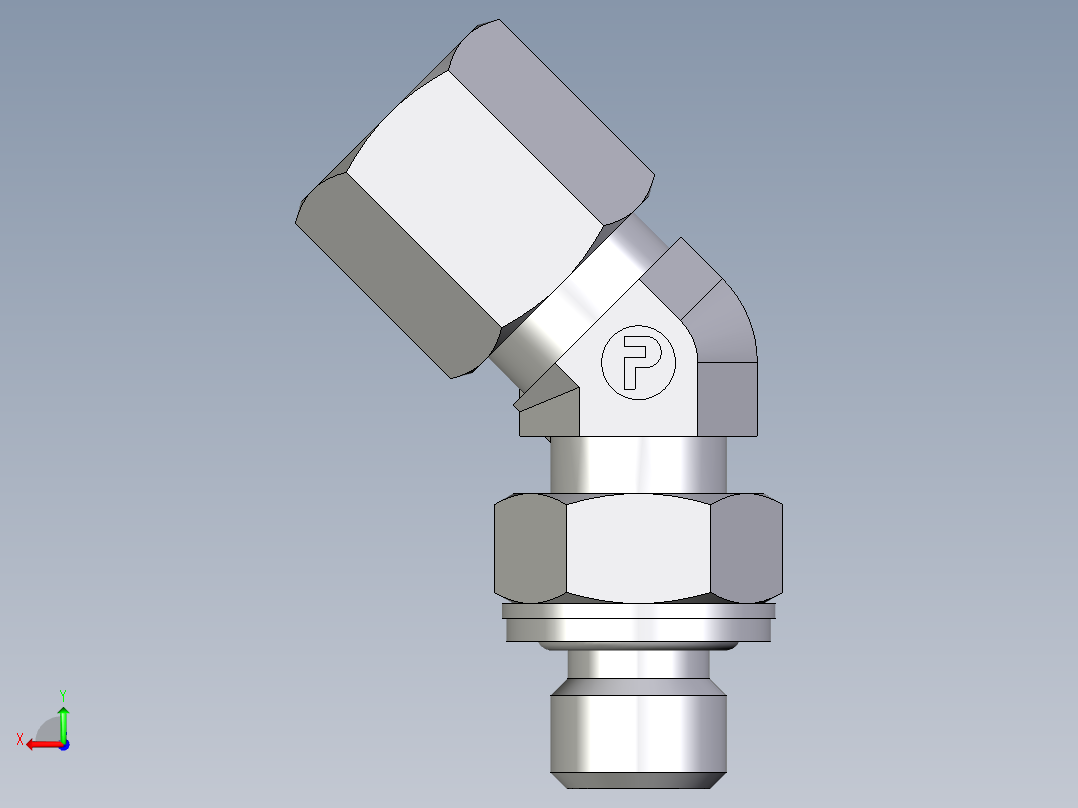 卡套式工业通用硬管接头EO_Adjustable_locknut_45_deg_elbow_VEE06ZSMCF后视图