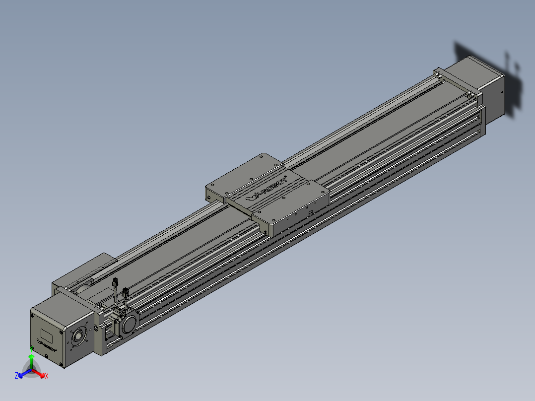 威洛博直线电机模组EB20-L224-S1200-BR-ZP75-MS3-5K正等轴测图