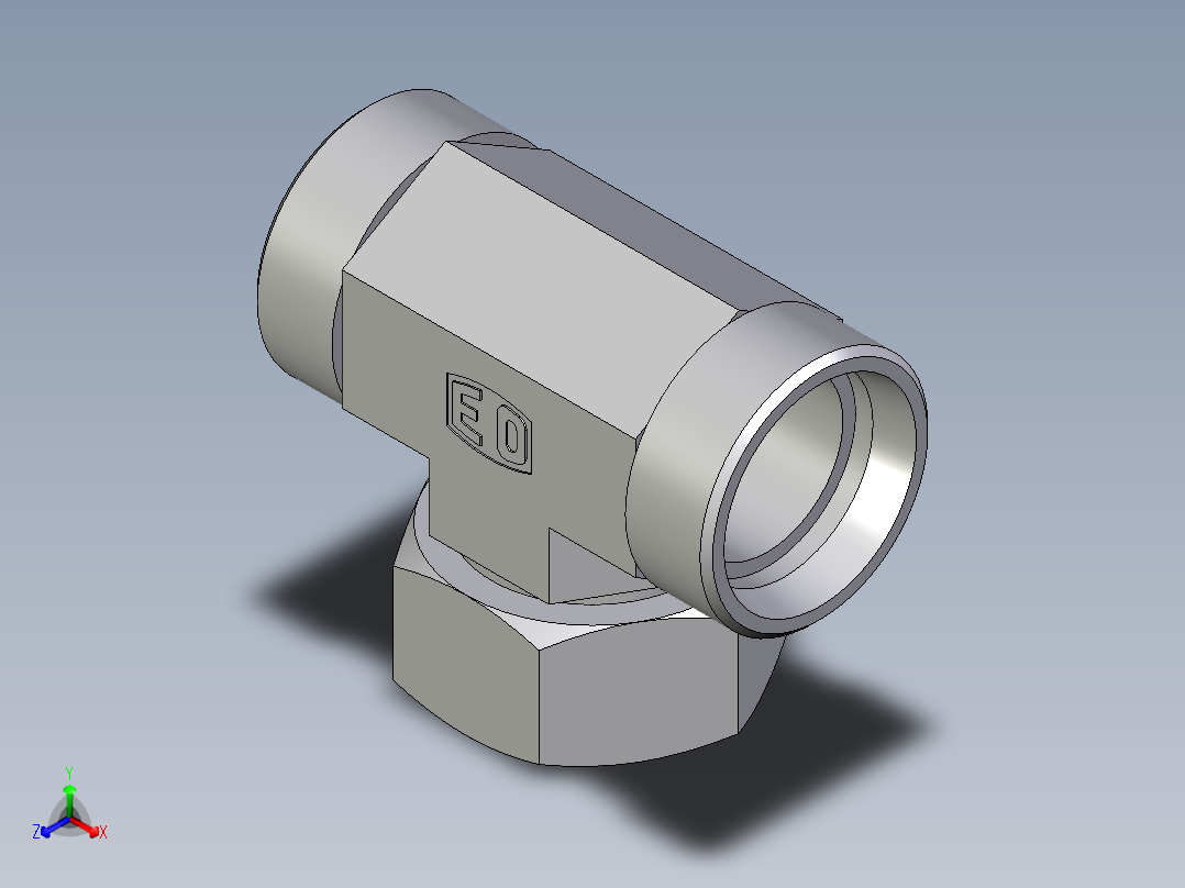 卡套式工业通用硬管接头EO_Swivel_nut_branch_tee_ET35LOMDCF主视图