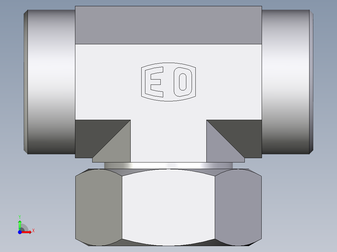 卡套式工业通用硬管接头EO_Swivel_nut_branch_tee_ET35LOMDCF前视图