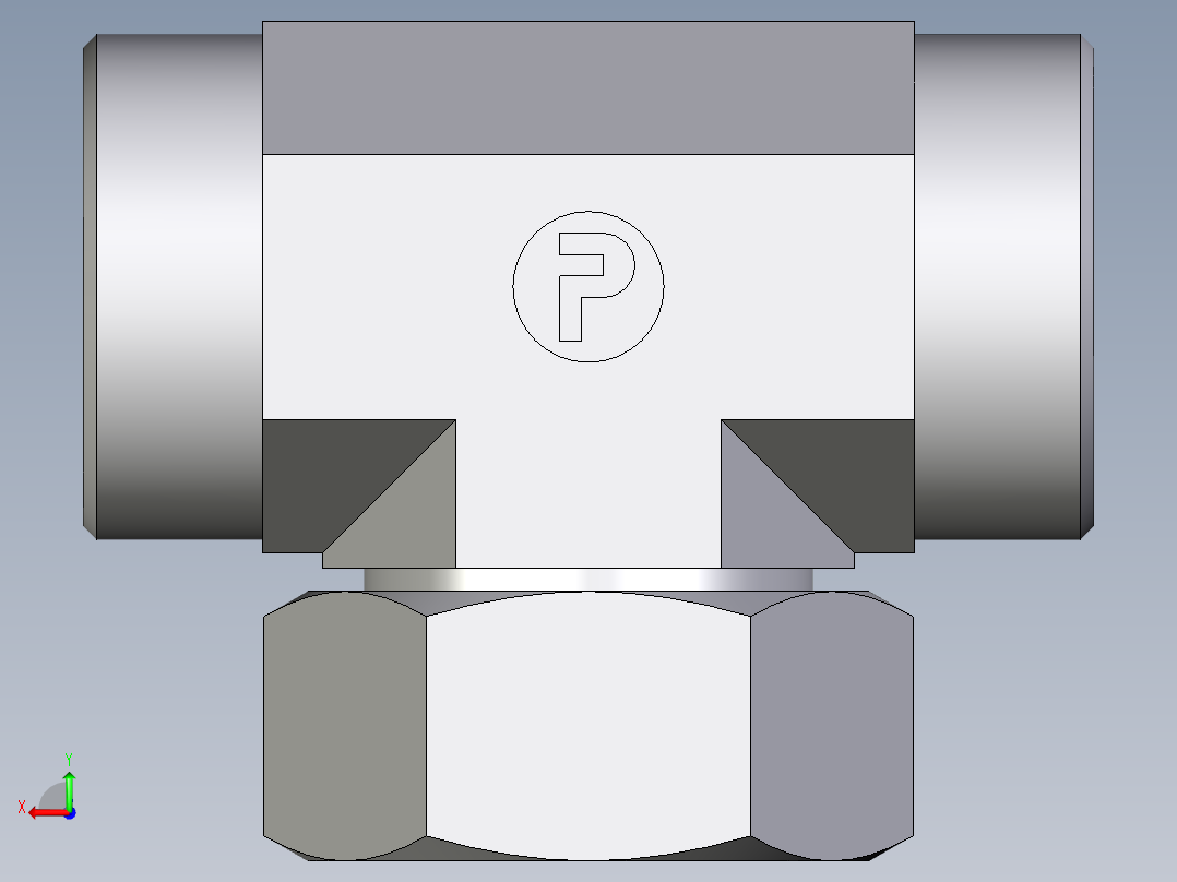 卡套式工业通用硬管接头EO_Swivel_nut_branch_tee_ET35LOMDCF后视图