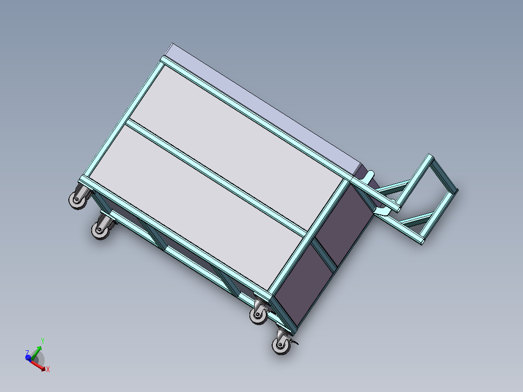 多层手推台车三维SW模型主视图
