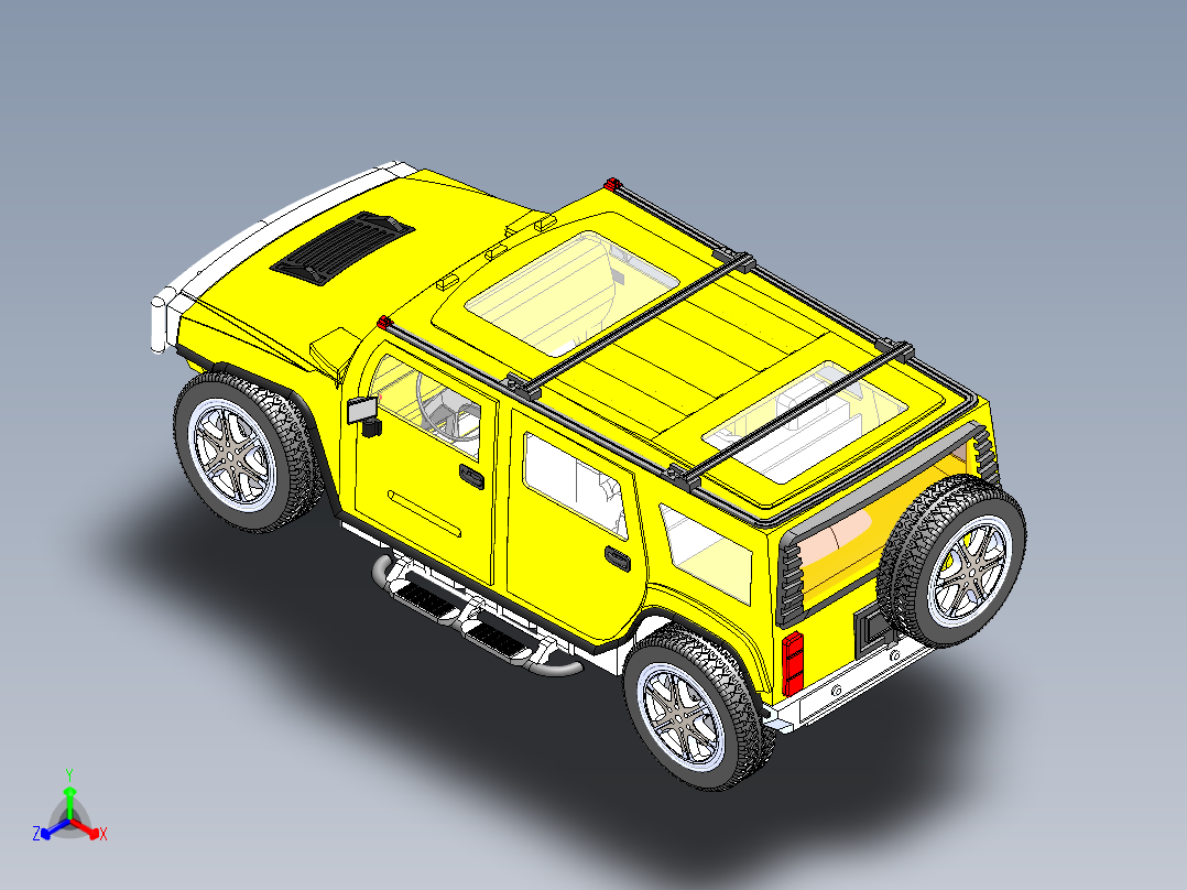 全地形悍马车三维建模正等轴测图