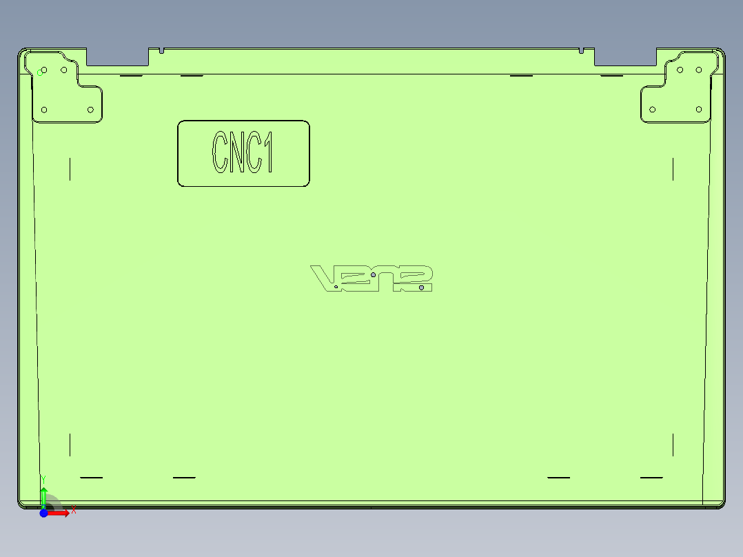 轻薄铁皮外壳CNC铣避位+阳极挂点程序UG模型前视图