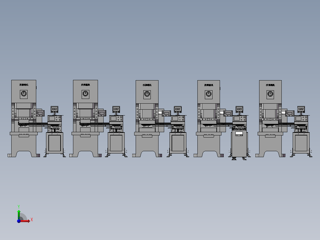 并联冲压机械手 自动化设备三维模型机械前视图