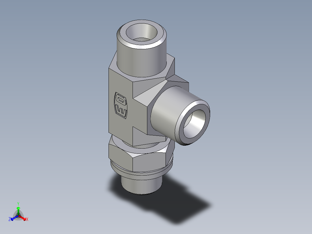 卡套式工业通用硬管接头EO_Adjustable_locknut_run_tee_LEE08SROMDCF主视图
