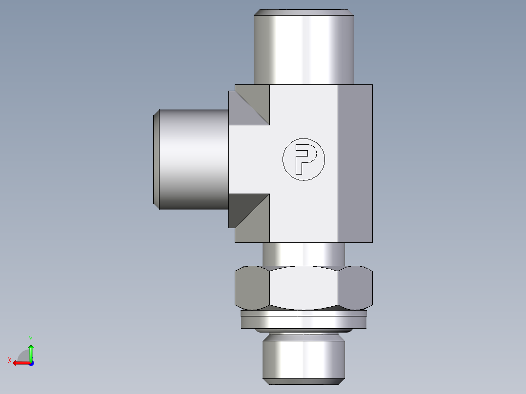 卡套式工业通用硬管接头EO_Adjustable_locknut_run_tee_LEE08SROMDCF后视图