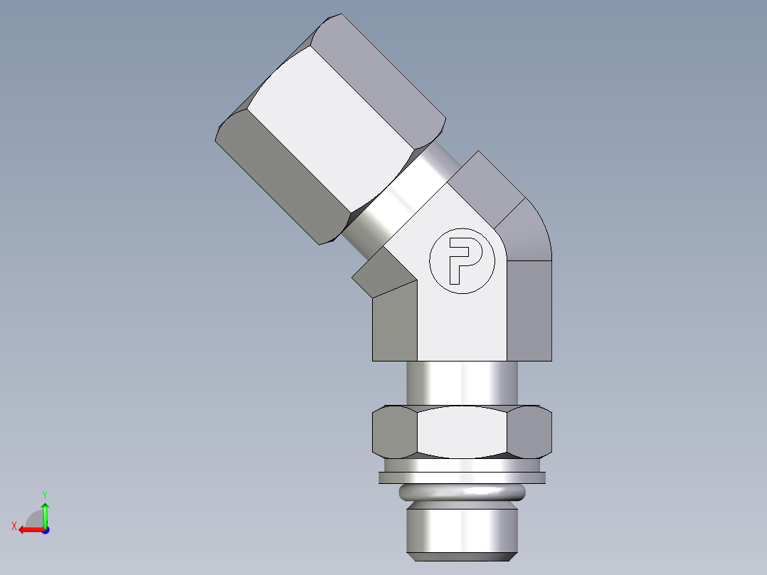 卡套式工业通用硬管接头EO_Adjustable_locknut_45_deg_elbow_VEE06LMORCF后视图