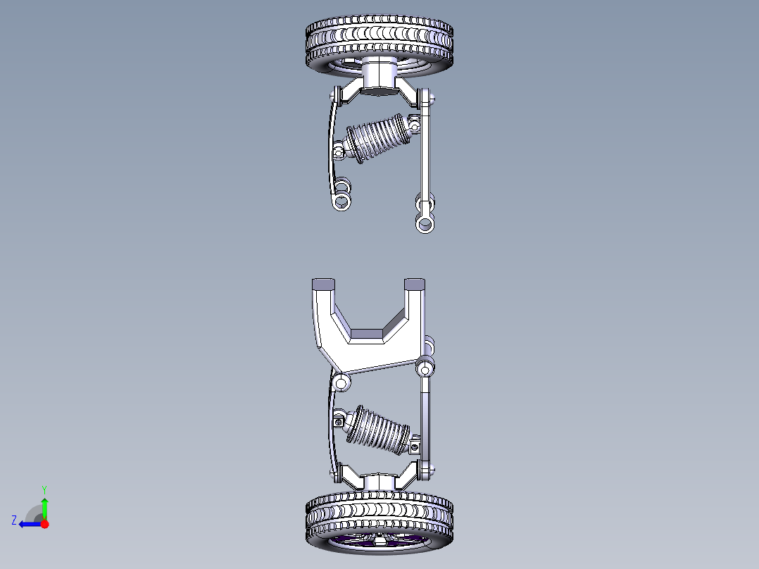 CATIA设计的双横臂悬架右视图