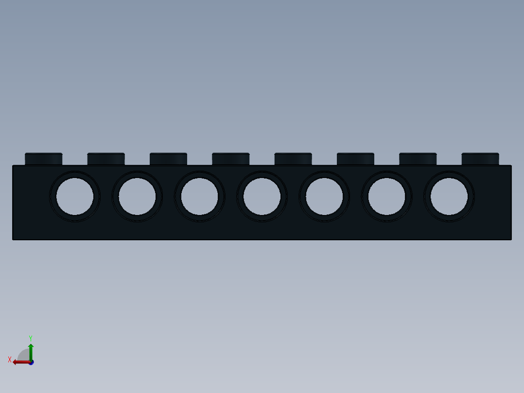 乐高机械组积木（横梁）-370226 Black Technic Brick 1 x 8 with Holes后视图