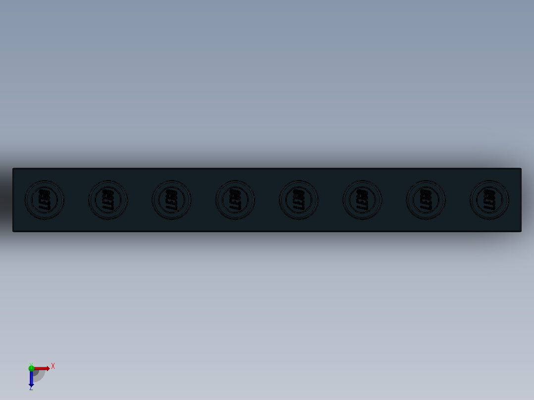 乐高机械组积木（横梁）-370226 Black Technic Brick 1 x 8 with Holes俯视图