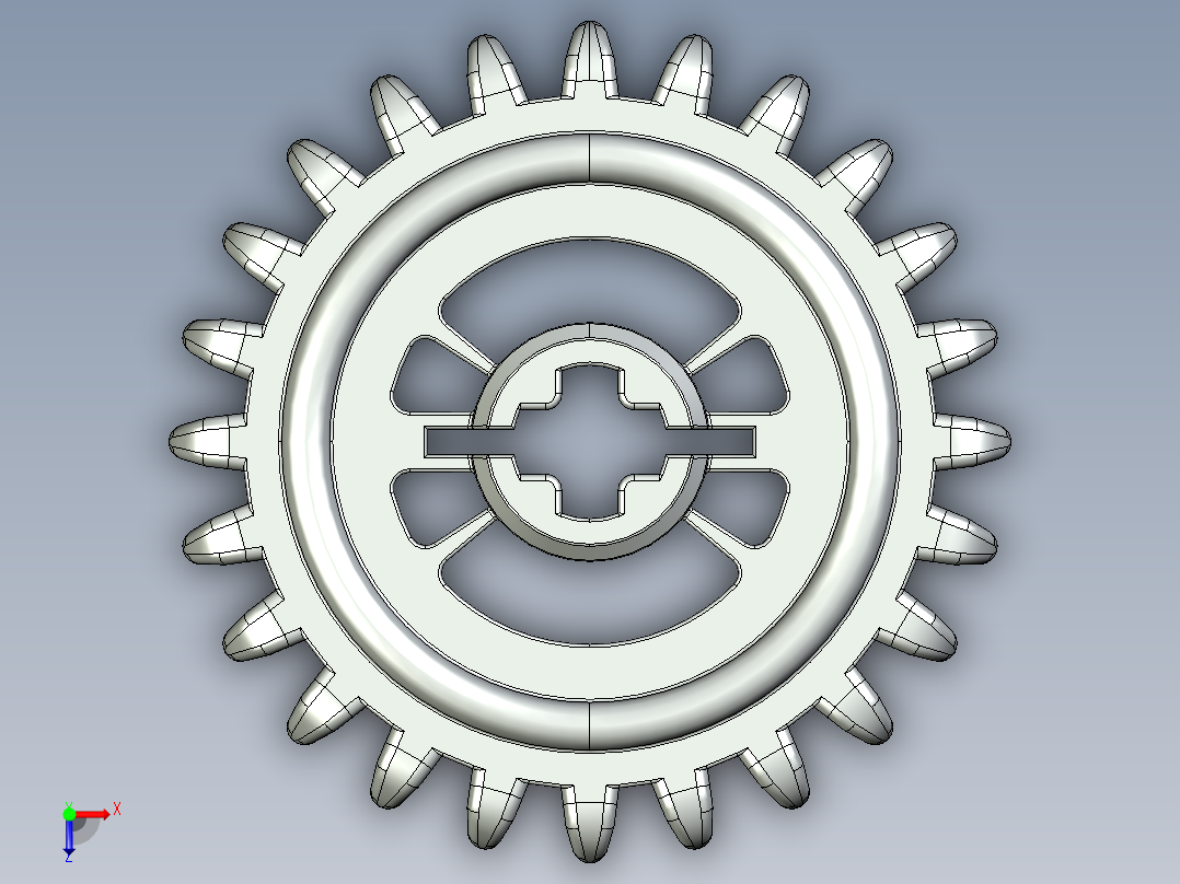 3650 Medium Stone (Light Bluish) Grey Technic Gear 24 Tooth Crown Type III (x pattern).STEP俯视图