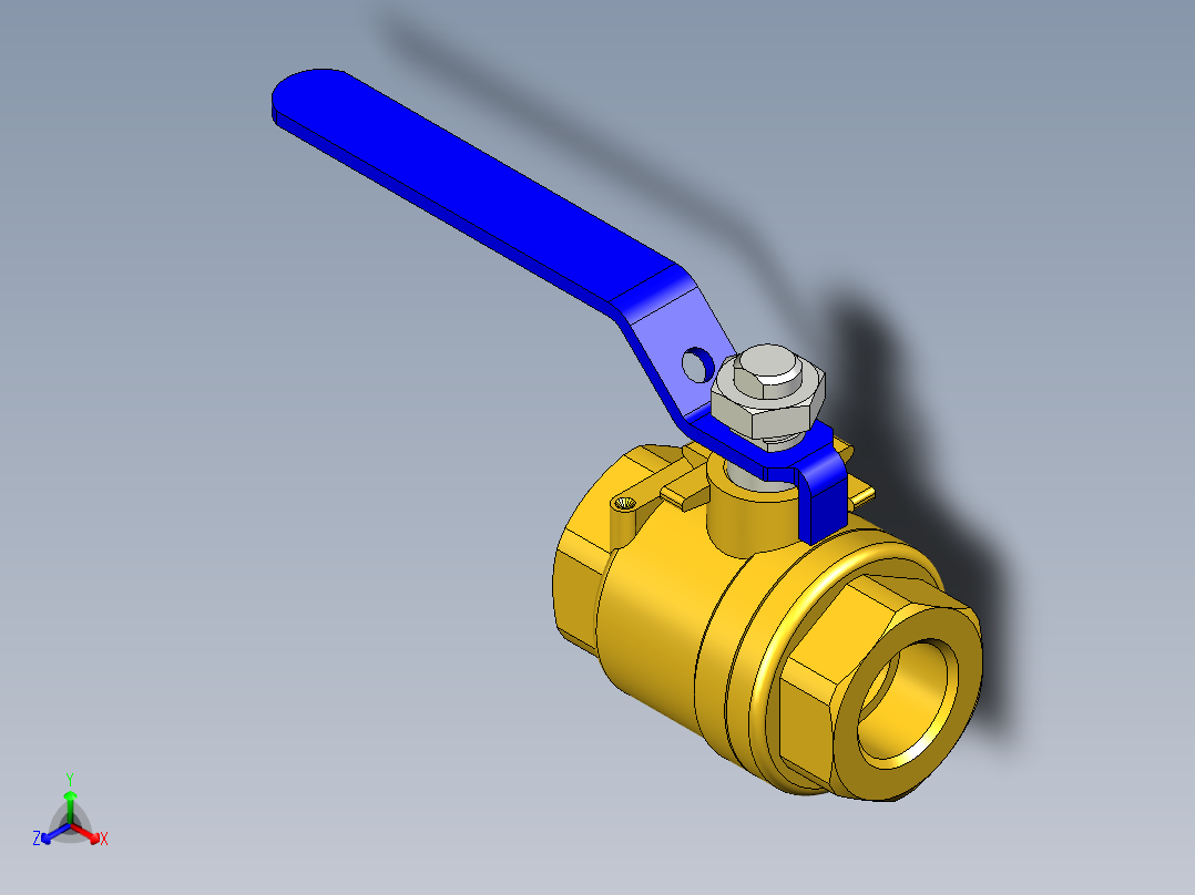 管道手动球阀-水管开关阀-手动阀门395_03_E_1正等轴测图