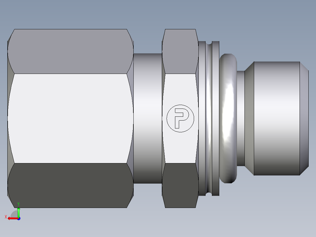 卡套式工业通用硬管接头EO_Male_Stud_connector_GEO10ZLMCF后视图
