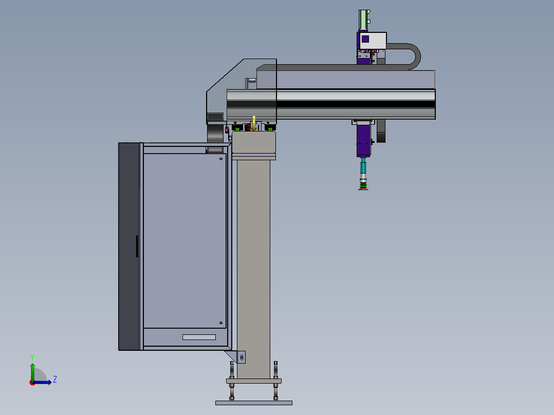 四轴直交机械手sw18可编辑左视图