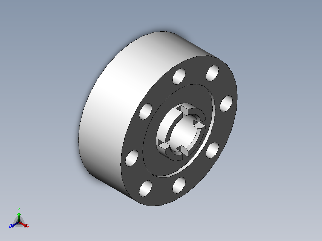 10t轮幅式负荷传感器+十字键槽正等轴测图