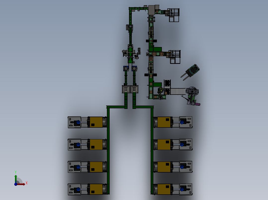 非标自动化塑料件产线sw18前视图